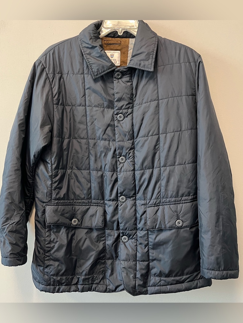 Peter Millar Suffolk Quilted Travel Navy Plaid Lined Jacket—Men’s Large